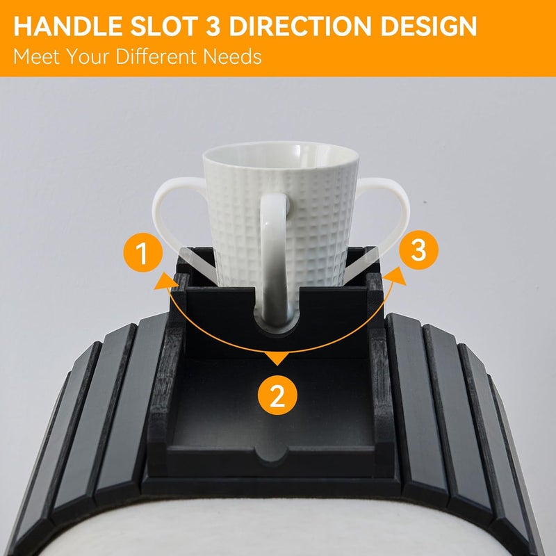 GEHE Bamboo Couch Cup Holder, Anti-Spill Sofa Arm Tray, Natural and Easy to Clean Couch Arm Cup Holder Armrest Tray Perfect for Cups, Beers, Snacks, Remote Control, Drinks - Image 5
